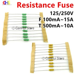 10Pcs 2.4*7mm Axial Lead Green/Yellow Fuse 125/250V 2.4x7 100 125 630mA 1A2A3A4A5A7A8A10A15A Fast/Slow Blow PICO Resistance Fuse