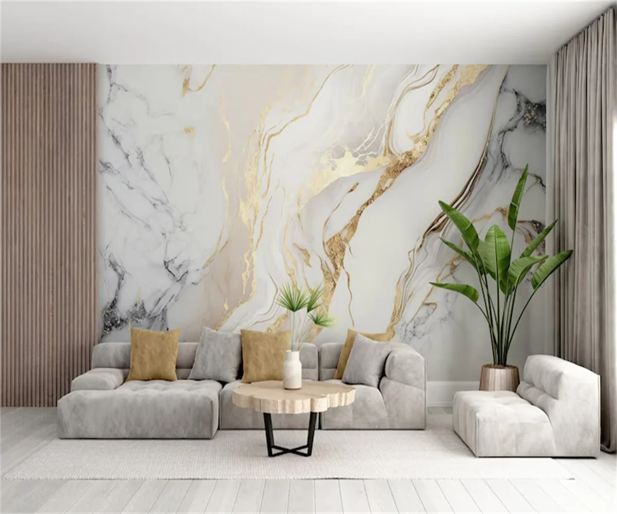 beibehang Customized gold marble environmentally friendly detachable self-adhesive peeling or non self-adhesive wallpaper