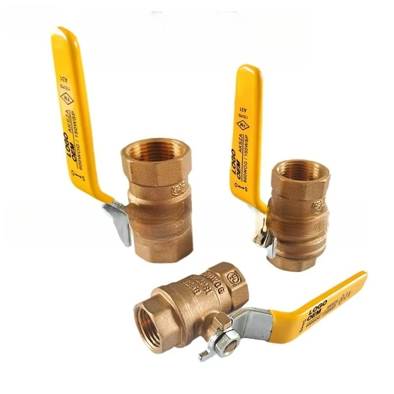 OEM الشركة المصنعة مزورة الثقيلة 600Wog منفذ كامل 1/2 " - 2 بوصة صمام كرة نحاسي على طراز كيتز ملولب للغاز والماء