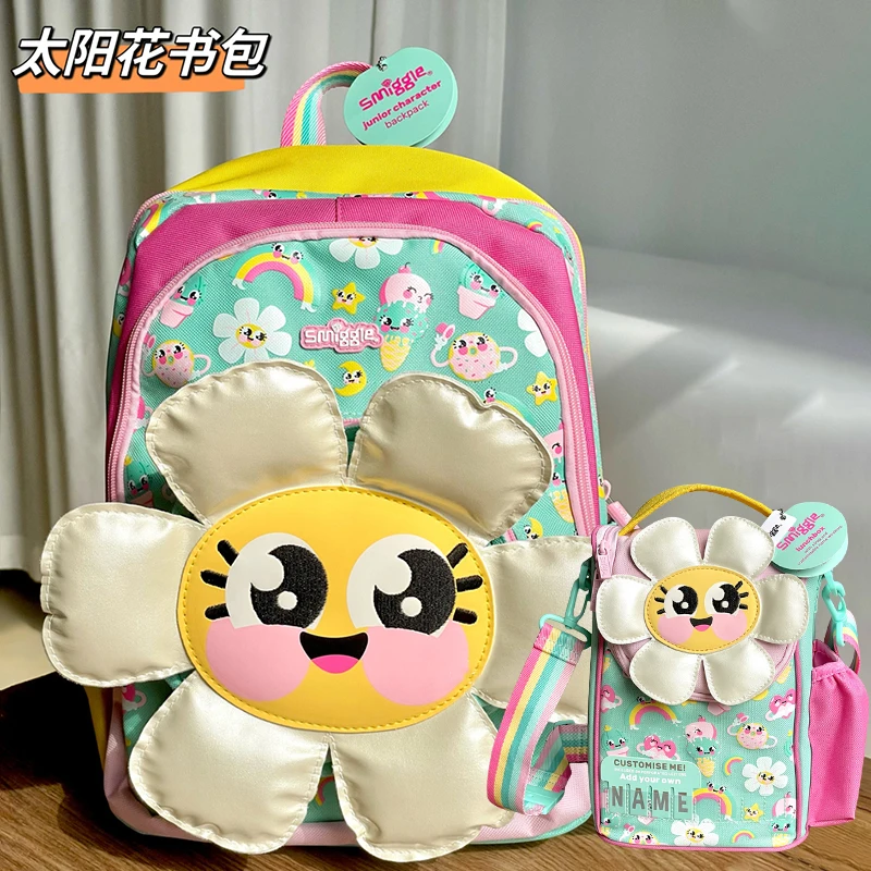 In Stock Australia Smiggle Original Student Schoolbag Girls Cute Flowers Shoulder Backpack Kawaii 3-7 Years Bags Name Card