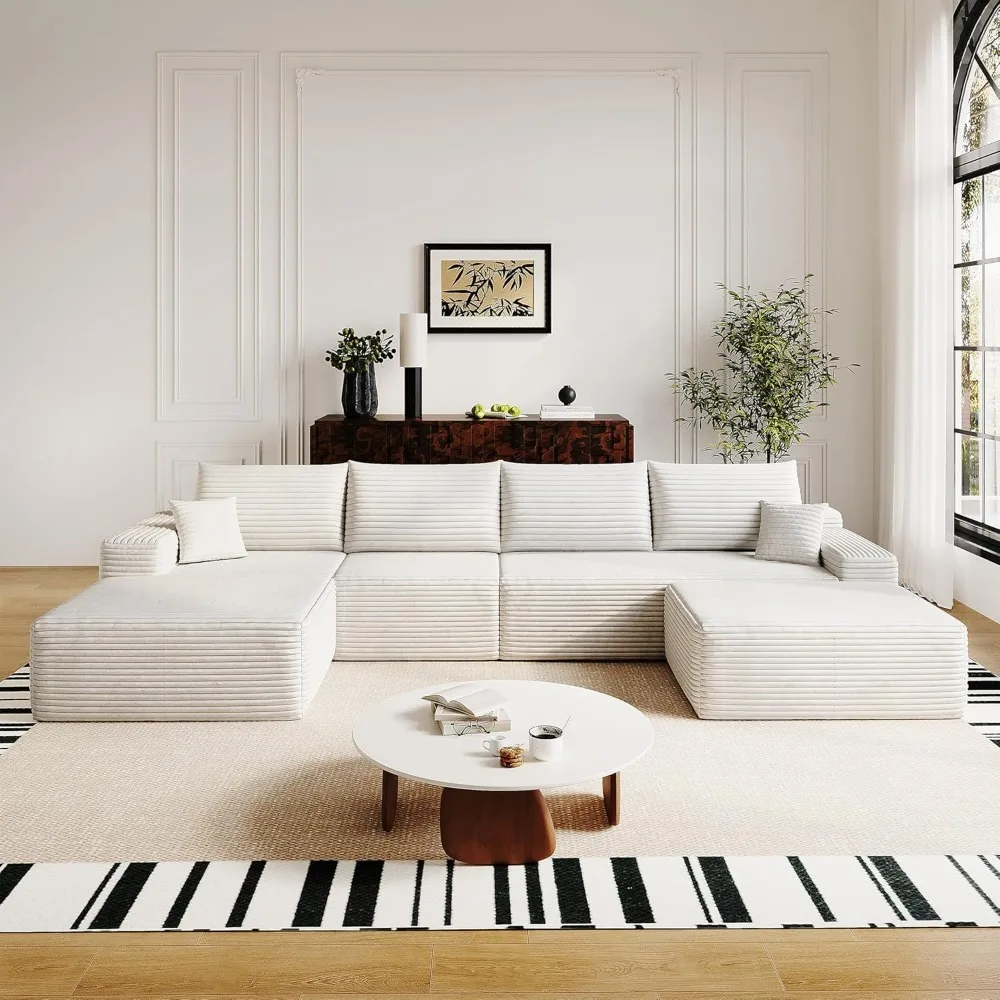 

136" sectional couches for living room modern modular sofa with l-shape couchs upholstered boneless couch deep seat sectional