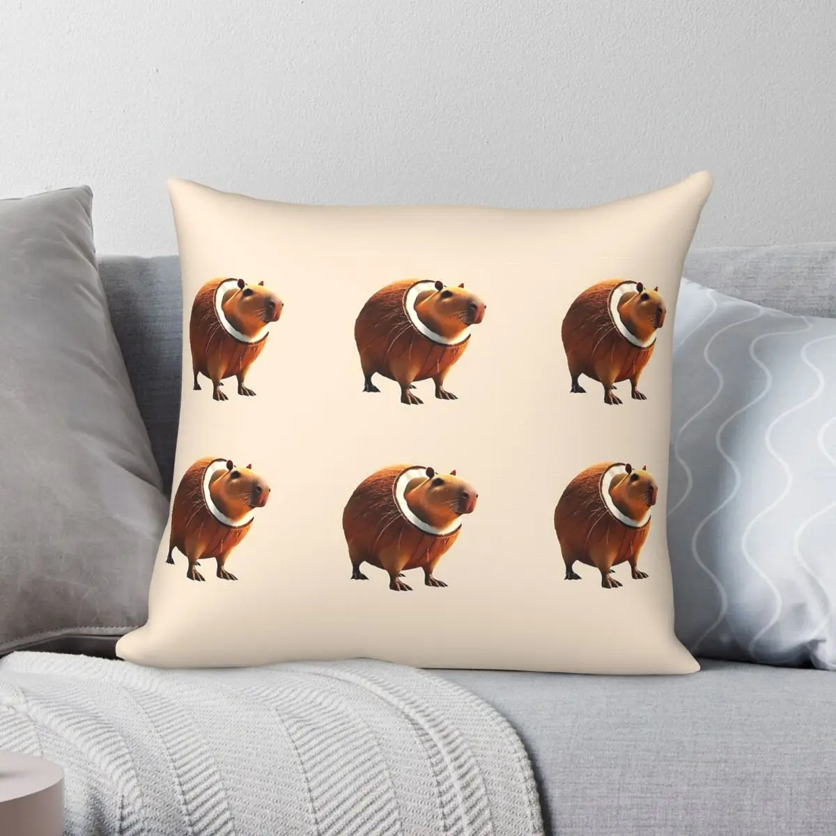 Italian Brainrot Burbaloni Luliloli Pillowcase Polyester Linen Velvet Pattern Zip Decorative Car Cushion Cover