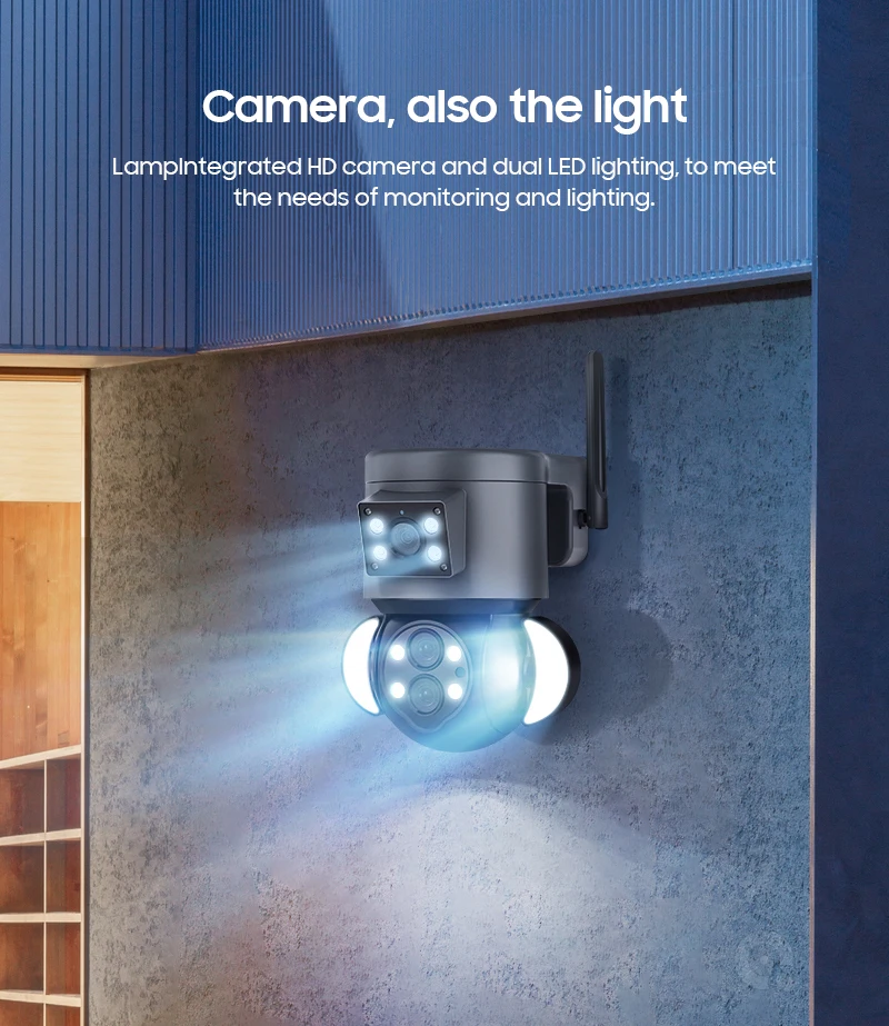 Gadinan WIFI HD 4MP 10x Zoom PTZ Surveillance Camera  Color Night Vision Dual Channel Video Motion Tracking Two-Way Voice IP Cam