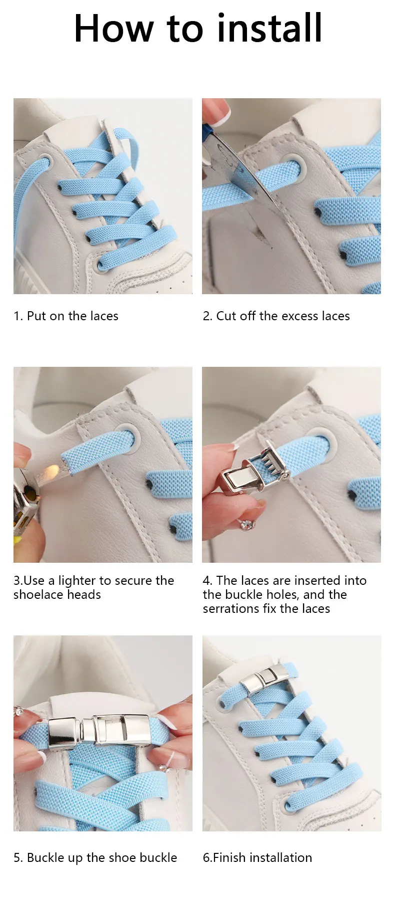 Elastische Schnürsenkel Sneakers Press Lock Schnürsenkel ohne Krawatten 8 mm breite flache Schuhe ohne Krawatte Schnürsenkel Kinder Erwachsene Sport Laufen Schnürsenkel NEU – Detail 7
