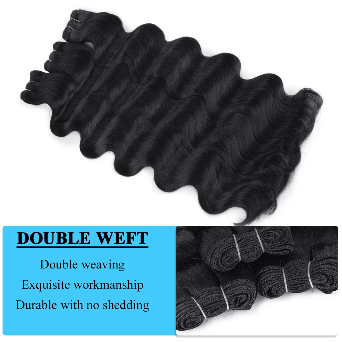 22 Polegada corpo onda profunda rabo de cavalo cabelo 150g tecer cabelo sintético pacotes macio extensão natural para mulheres fio alta temperatur