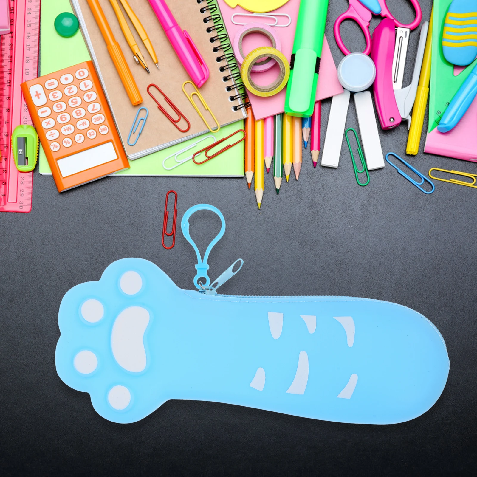 

School Supplies Cat Paw Pencil Case Pupils Silica Gel Kids Projector Flashlight