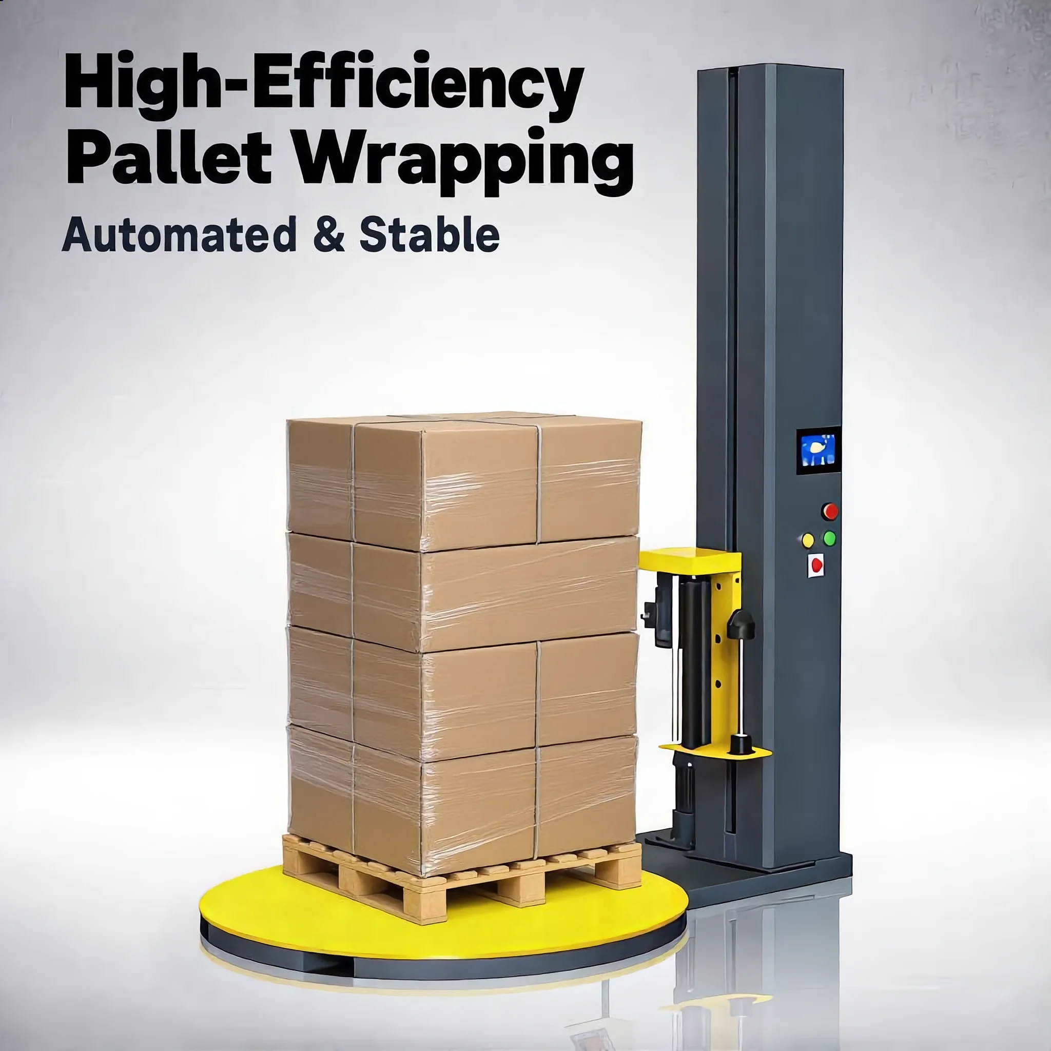 

Промышленная автоматическая паллетоупаковочная машина с предварительной растяжкой пленки для упаковки картонных коробок, бумаги и банок