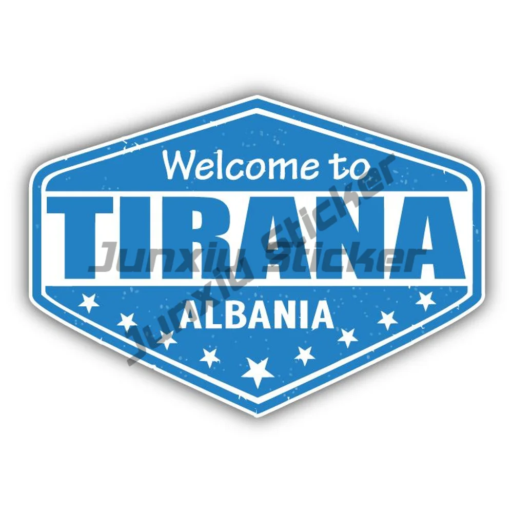 

Tirana City Sticker Albania Travel Stamp Decal For Suv Window Motorcycle Bumper Truck Pickup Car Bumper Waterproof Exterior Acce