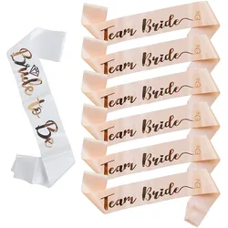 1Set Rose Gold Team Bride To Be Satin Sash for Bachelorette Party Decoration Girl Hen Party Wedding Bridal Shower Decor Supplies