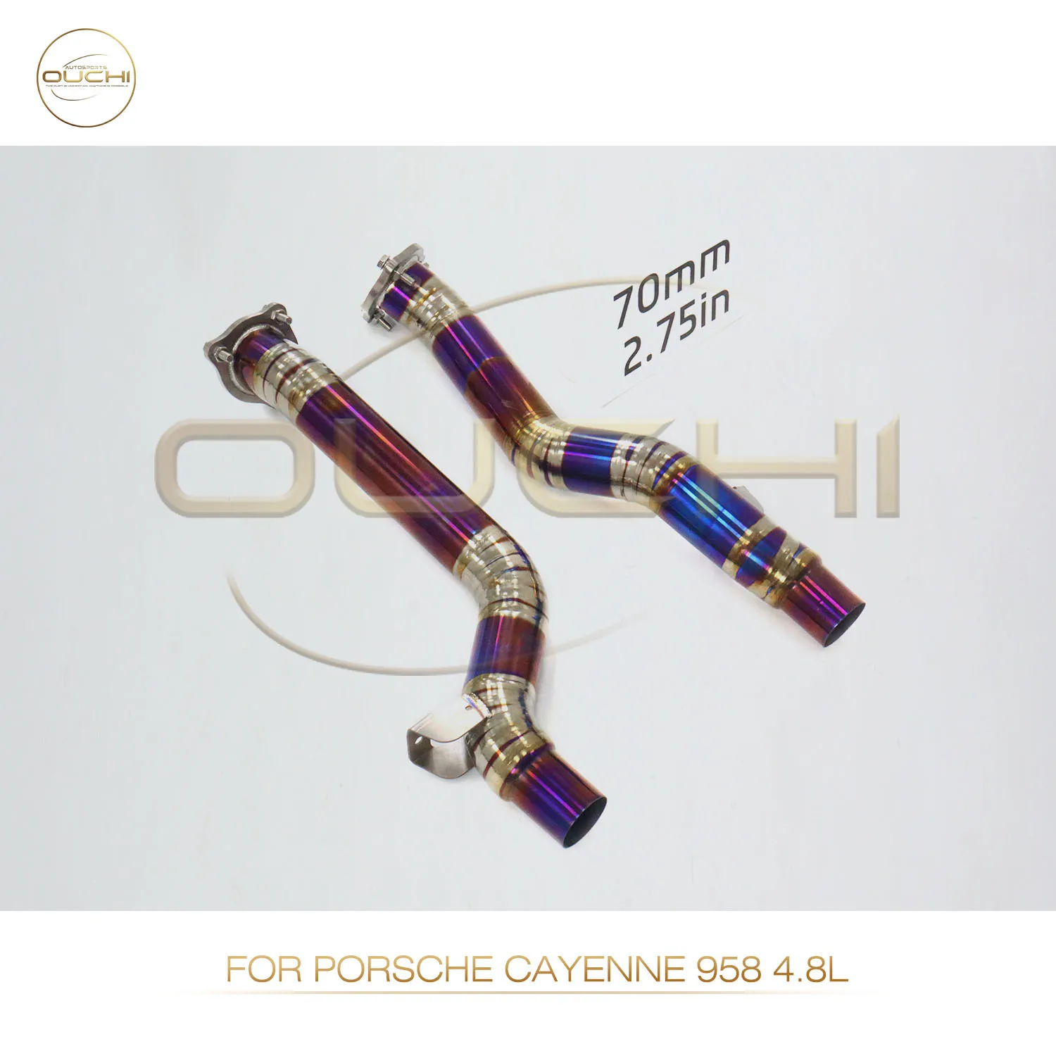 

OUCHI Factory Direct Sales TC4 Middle Pipe for Porsche Cayenne 958 4.8L 70mm Pipe Design Straight Car Exhaust