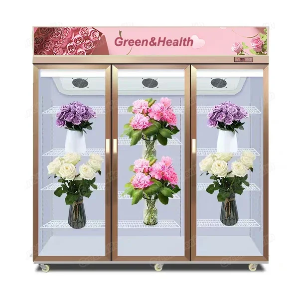 Commercial Grocery Shop Air Cooler Flower Display Refrigerator Double Glass Door Fridge