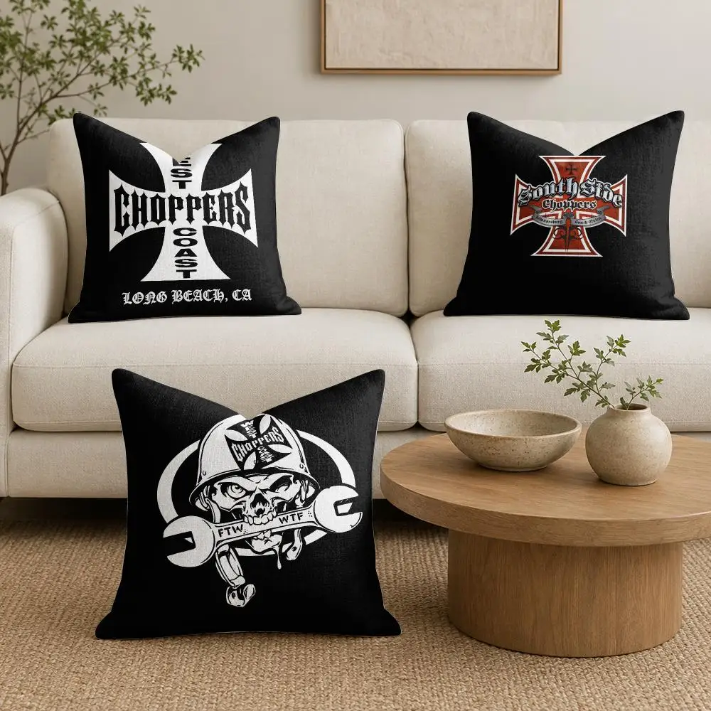 W-West C-Coast C-Chopper Logo Cushion Cover Organic Linen Square Pillow Case Durable Non-Allergenic And Kind To Skin