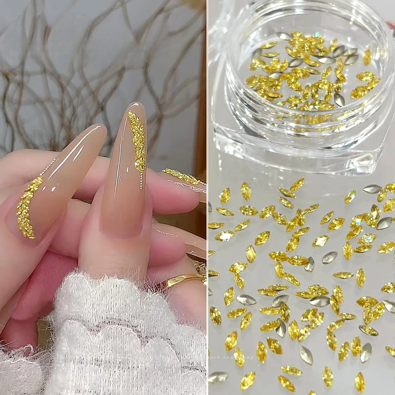 فلاش الراين لامعة الزركون الحصان العين الأذن من القمح تصميم كريستال ستار بريق مسحوق الترتر مسمار الفن اكسسوارات الزينة