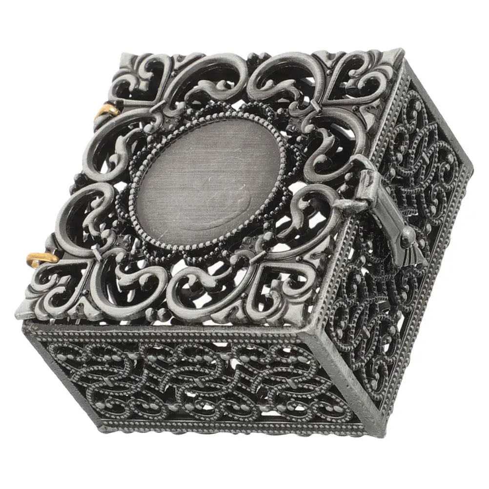 Rosary Present Box Zinc Alloy Hollow Design Vintage Jewelry Organizer Catholic Christian Roman Keepsake Small Trinket Container