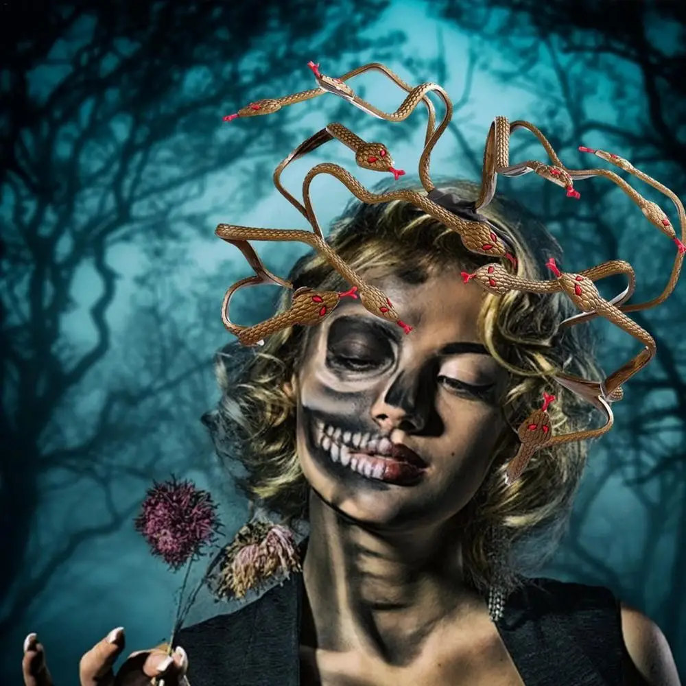 PVC 뱀 할로윈 머리띠 헤어 밴드 무대 공연 소품 가장 무도회 파티 헤드 피스 머리 장식 블랙