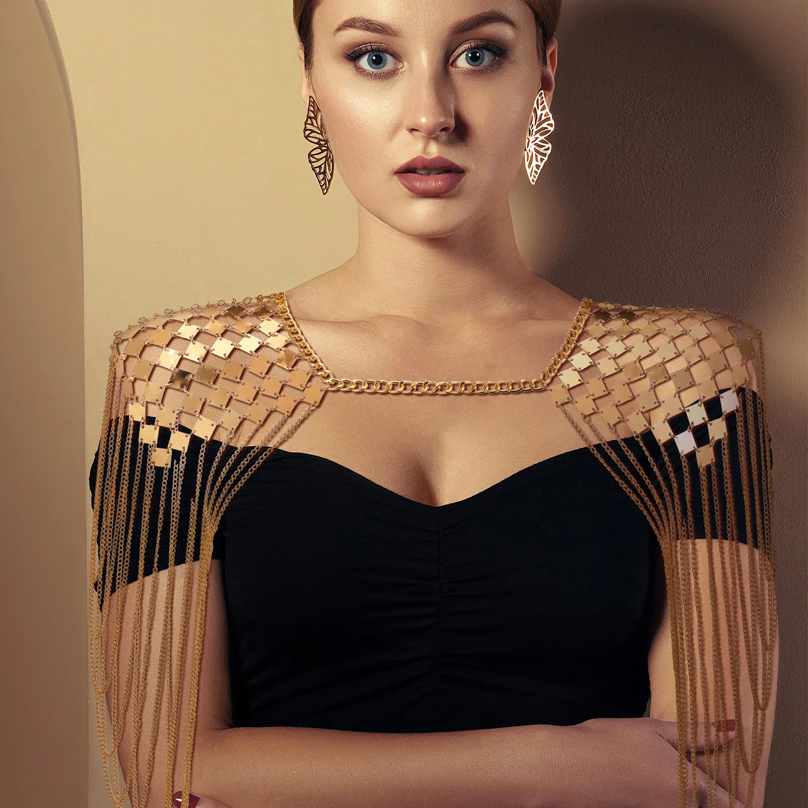 أنيقة الذهبي شرابة الكتف قلادة الجسم سلسلة التبعي لا حجم الخصر المطلوبة أنيق سلسلة الكتف السفر