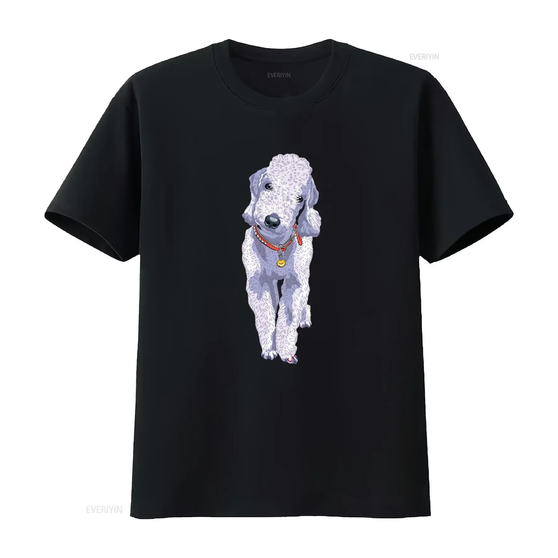 Camiseta con estampado de perro de la raza Bedlington Terrier, para hombre, informal, vintage, lavada, unisex, elástica, cómoda, con gráfico