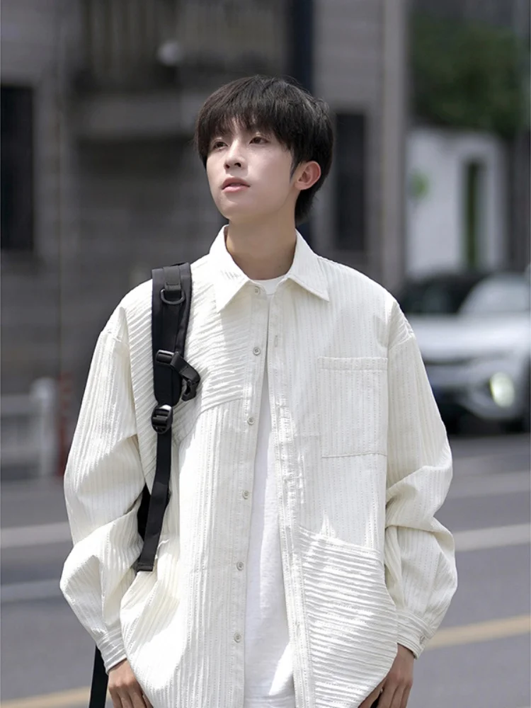 

Мужская рубашка с длинным рукавом, с цветочной вышивкой, премиум-класса, весенняя новинка, повседневная, свободного кроя, на пуговицах, верхняя одежда