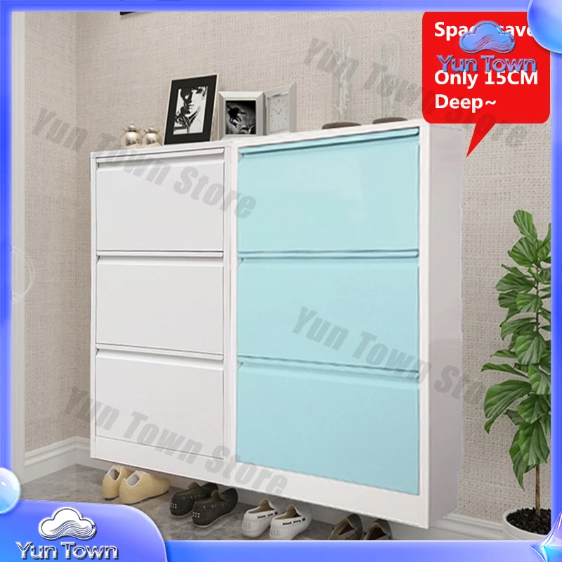KENING HOME STEEL FURNITURE COLLECTION Super Slim Metal Shoes Cabinet Space Saver And Formaldehyde Free Shoe Cabinet