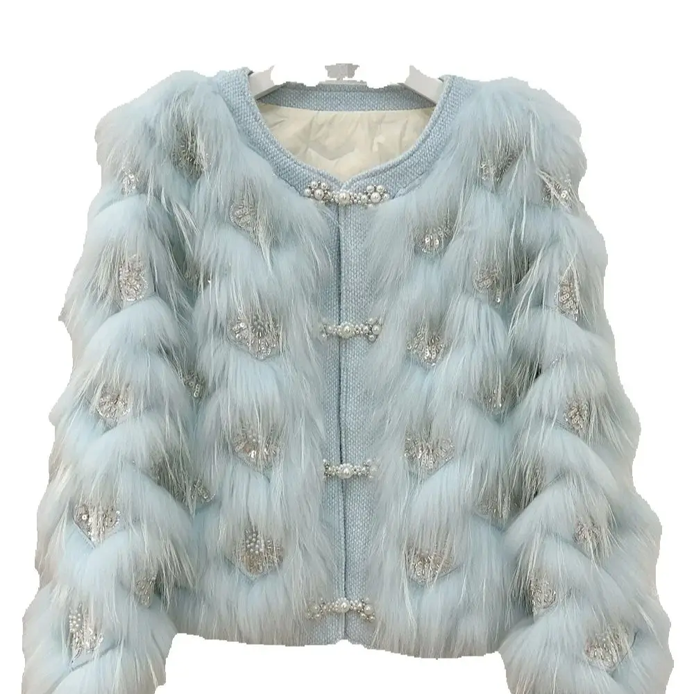 

Новая зимняя элегантная женская шуба из меха лисы 2025 года, пуховик с мехом