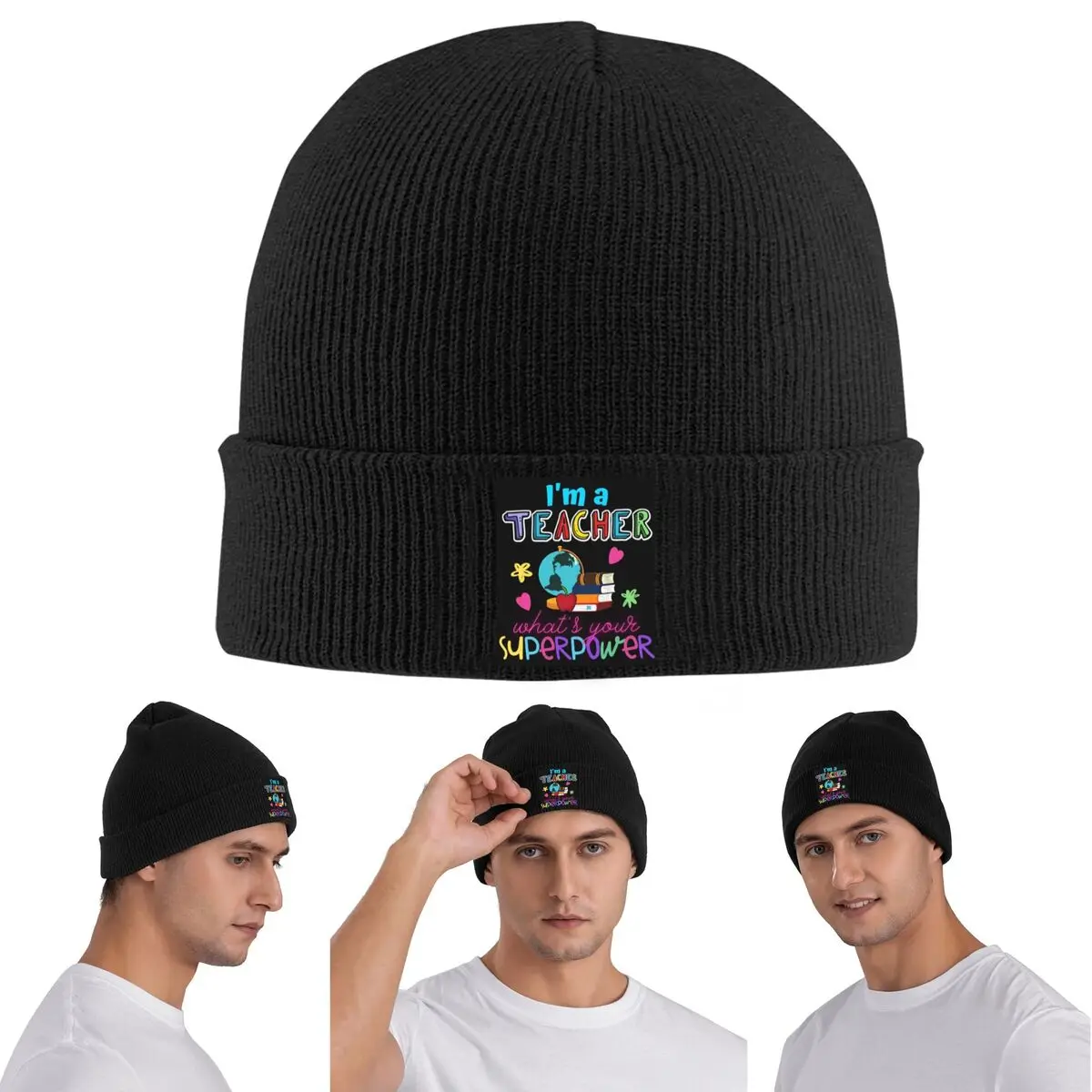 

Я учитель What_s Your Superpower Теплая вязаная шапка Зимняя вязаная шапка Skullies Шапки Шапки в стиле хип-хоп для унисекс