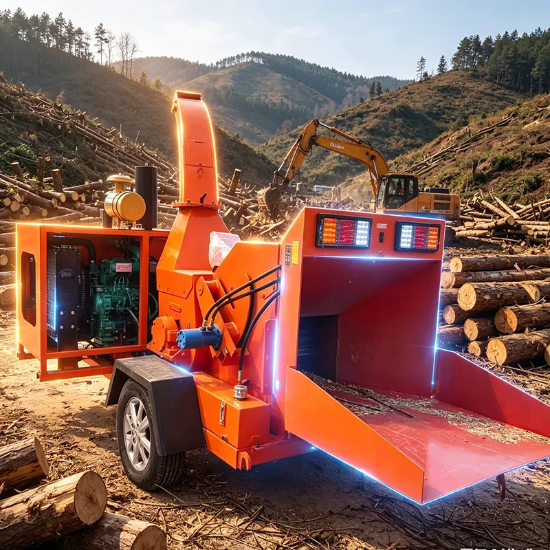 

Customized Mobile Wood Chipper Crusher Industrial Agricultural Branch Cutter Heavy Duty Shredder Mulcher for Garden Orchard Farm
