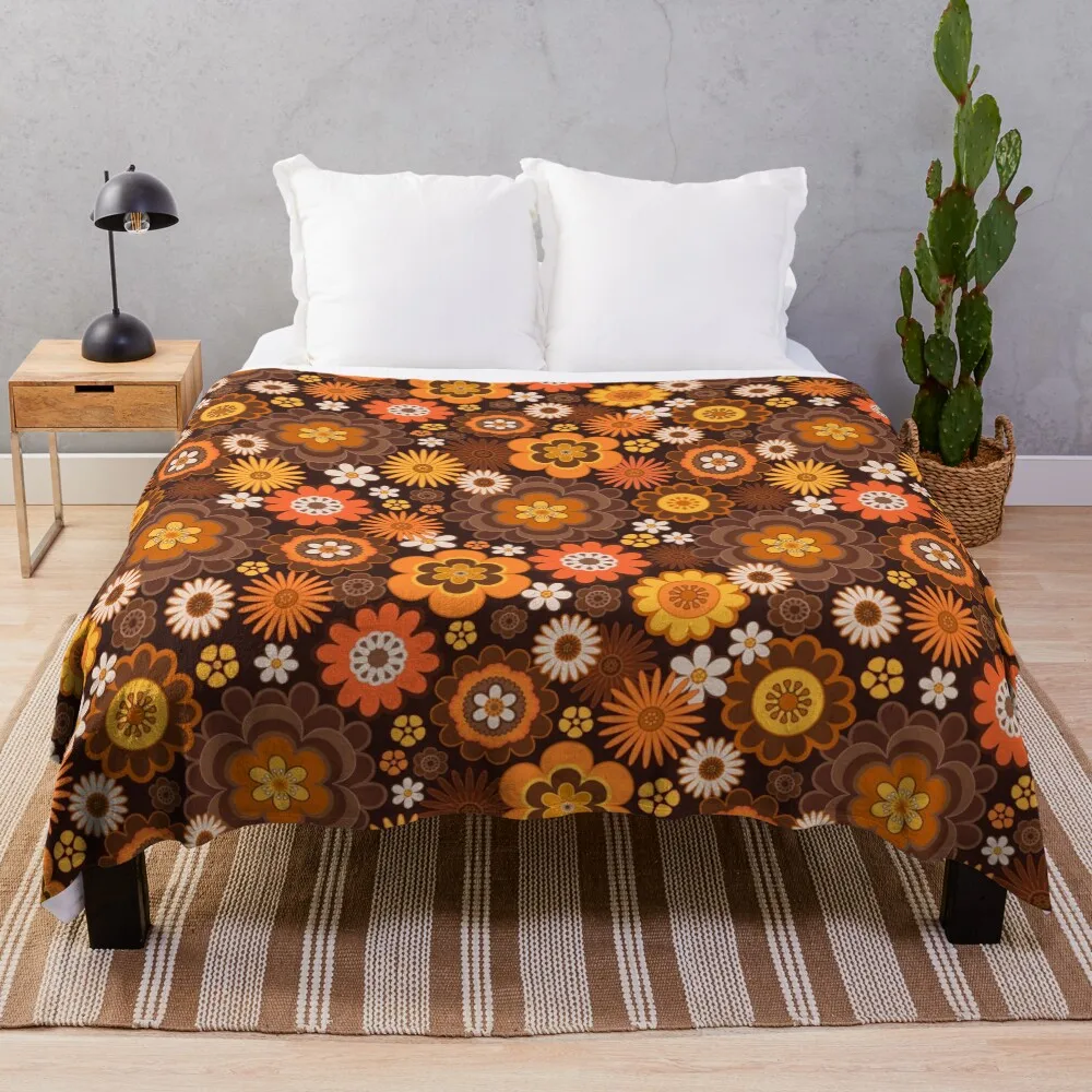 

Vintage Retro 70s Floral pattern Throw Blanket