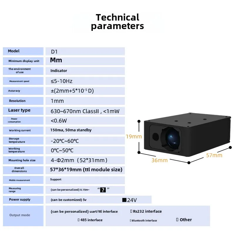 Industrial Laser Ranging Sensor High Precision Position Distance Movement Speed Measurement Secondary Development