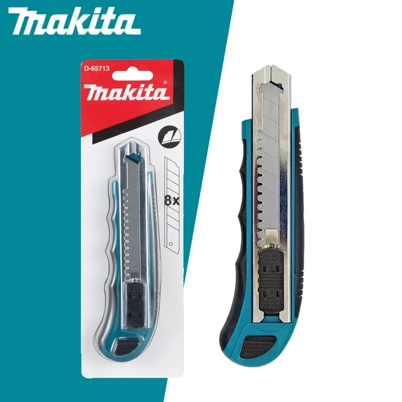 Makita ‎Utility Knife Snap-Off Easy Loading Total 8 Blades Retractable Extra Blades Comfortable Rubber Handle Knife ‎D-65713