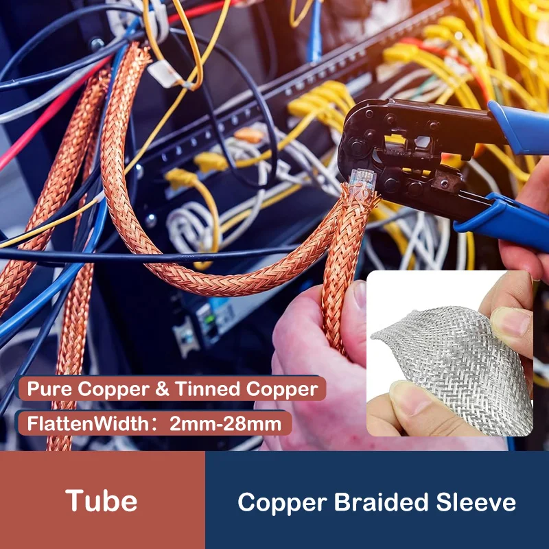 2/4/6/8/10/12/14/16/18/20/25/28mm High Density Metal Sheath Expandable Copper Braided Sleeve Shielded Signal Wire Cable Protect