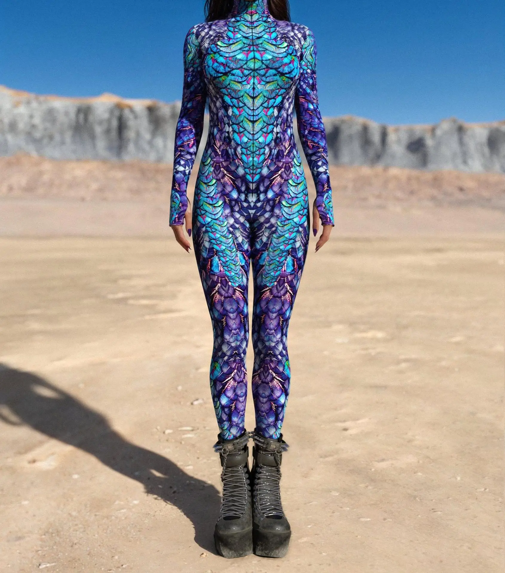 

3d Printed Peacock Leather Cool Bodysuit Women Role Play Leotard Halloween Carnival Party Club Performance Tights