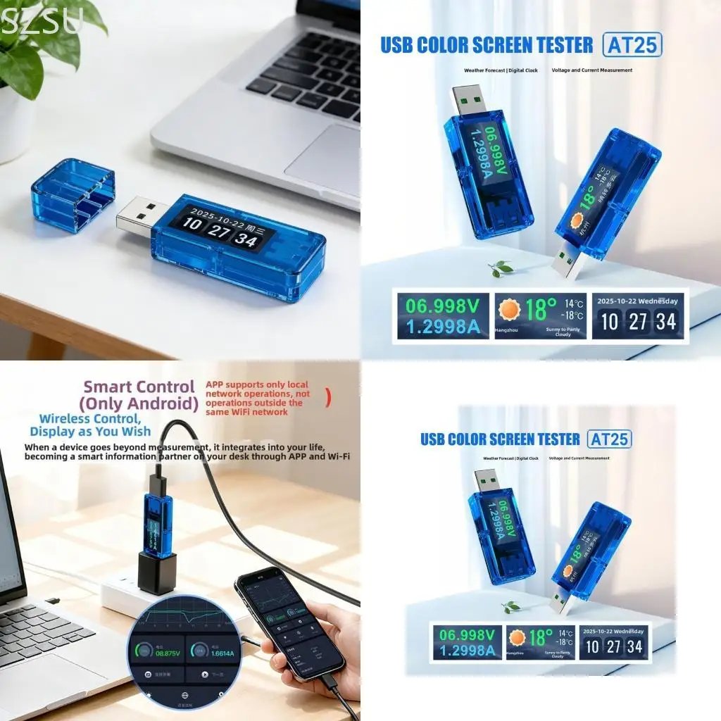 

SZSU Comprehensive USB Charging Monitor Displaying Precise Voltages Current Data Instantly USB Voltages Current Tester