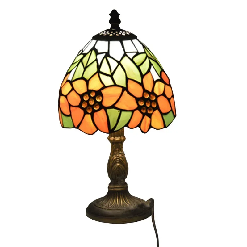 

Small Table Lamp Country Sunflower Stained Glass Bedside Luminaria de Mesa E27 110-240V