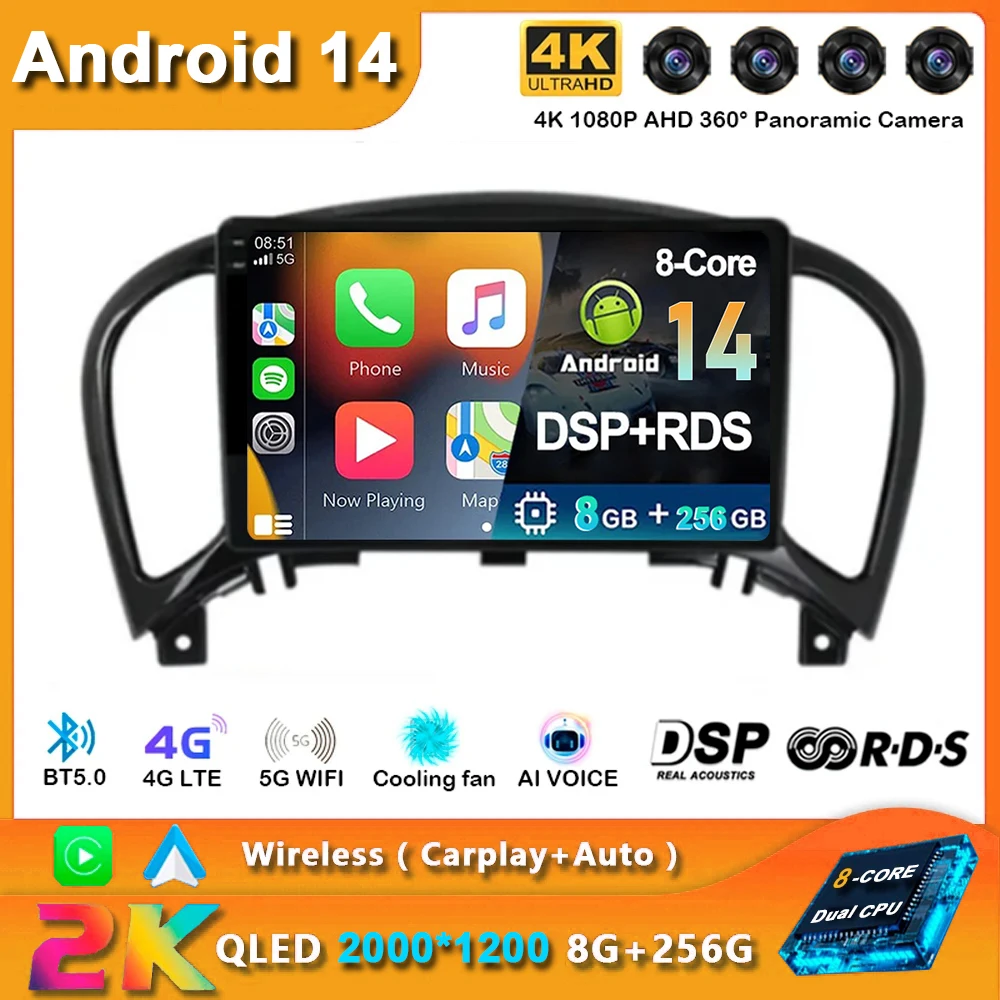 

Android 14 Car Radio For Nissan Juke YF15 2010-2014 Multimedia Navigation Video Player 2 Din Carplay Auto 48 EQ Head Unit GPS