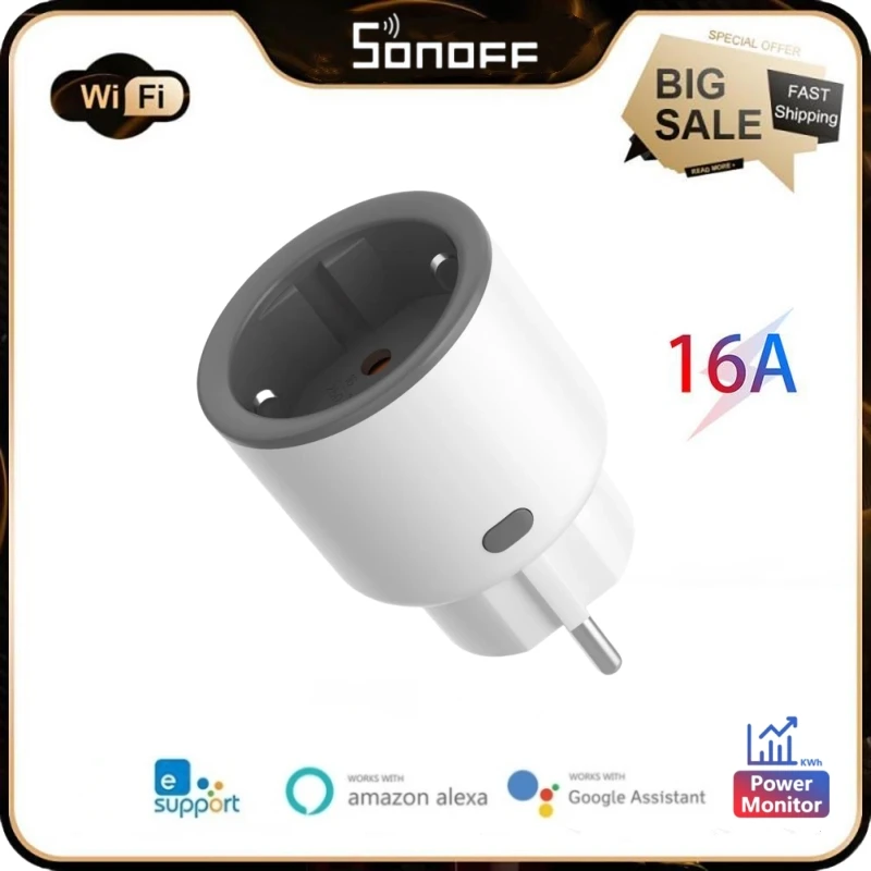 SONOFF S60TPF iPlug Wi-Fi Smart Plug Work With Smart Home Devices Via eWeLink APP Voice Command Control Via Alexa Google Home