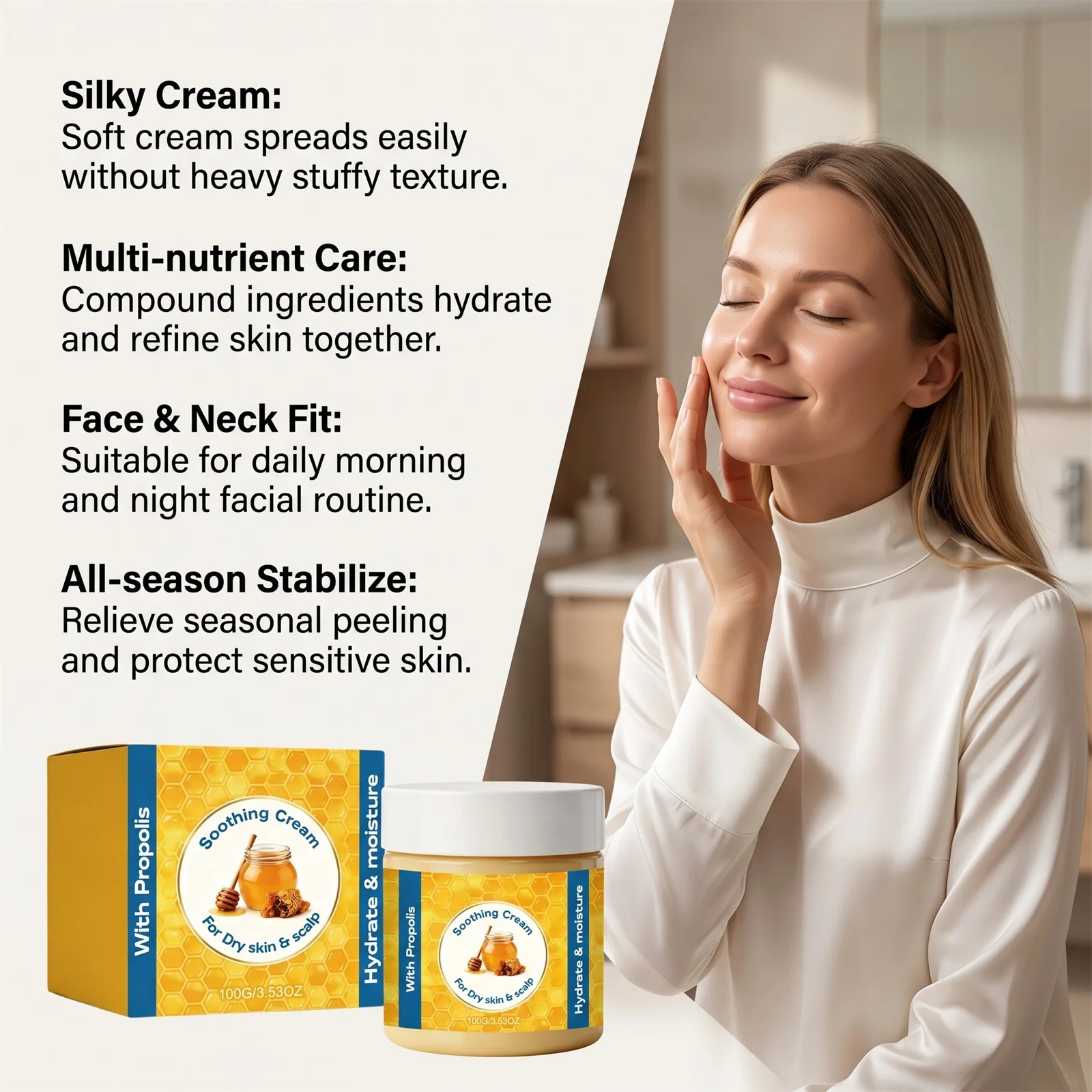 Feuchtigkeitsspendender Balsam-Stick Honig Vitamin C Gesichts-Hydratisierungscreme Kollagen Gesichtsserum-Set Beruhigende Reparatur Sanfte Nährende Hautpflege – Detail 11
