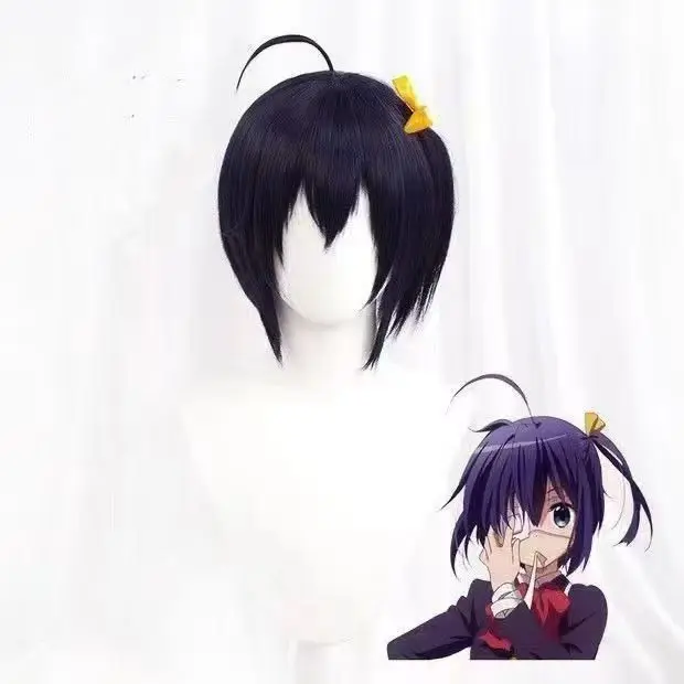 ‌ Anime Rikka Pruik - Chunibyo Karakter Cos Haar met Zijstaart Inclusief Gratis Lint Hoofdband Halloween/Carnaval Feestaccessoires