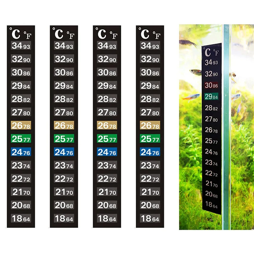 1/10pcs Aquarium Fish Tank Strip Stick-on Discolor Thermomet