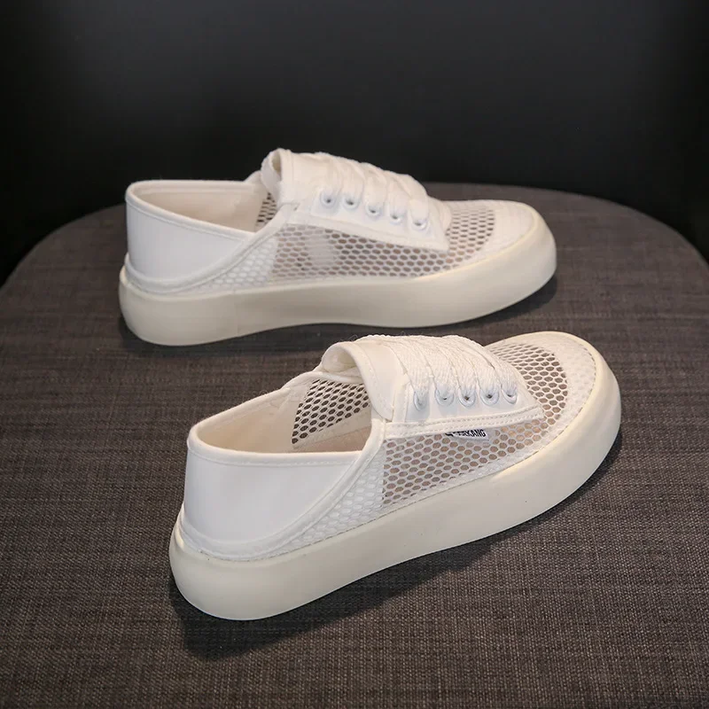 Sapatos de lona respirável para mulheres, apartamentos de sola grossa, confortáveis e macios, nova moda, quente, 2024