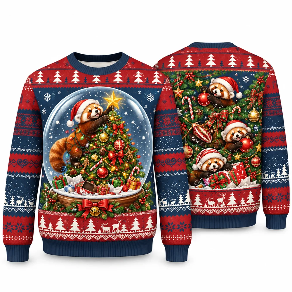 Holiday Llama Weihnachtssweatshirt für Herren, 3D lustiges Tiermotiv, Rundhalsausschnitt, Pullover, langärmelig, hässliches Weihnachtsparty-Geschenk, Neuartiges Kleidungsstück – Detail 3