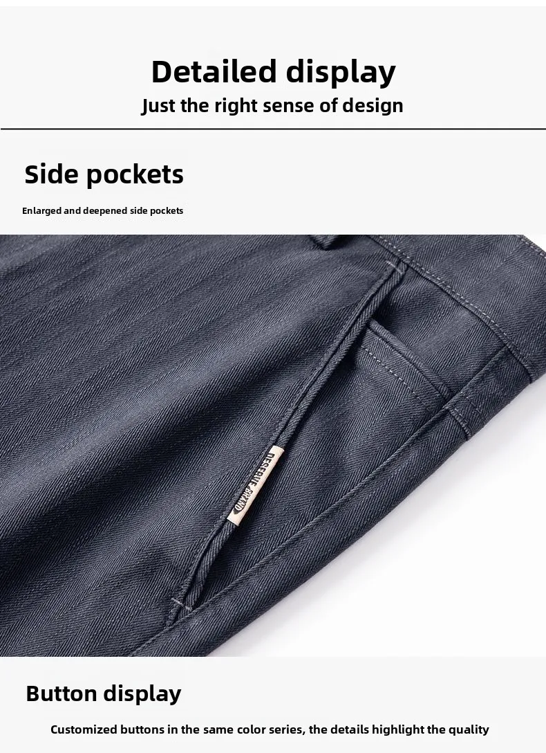 Herbst-Winter Herren Einfarbige Lässige Baumwollhose Dehnbare Anzughose Formelle Business-Baggy-Hose Klassische Schwarze Marineblaue Hose – Detail 21
