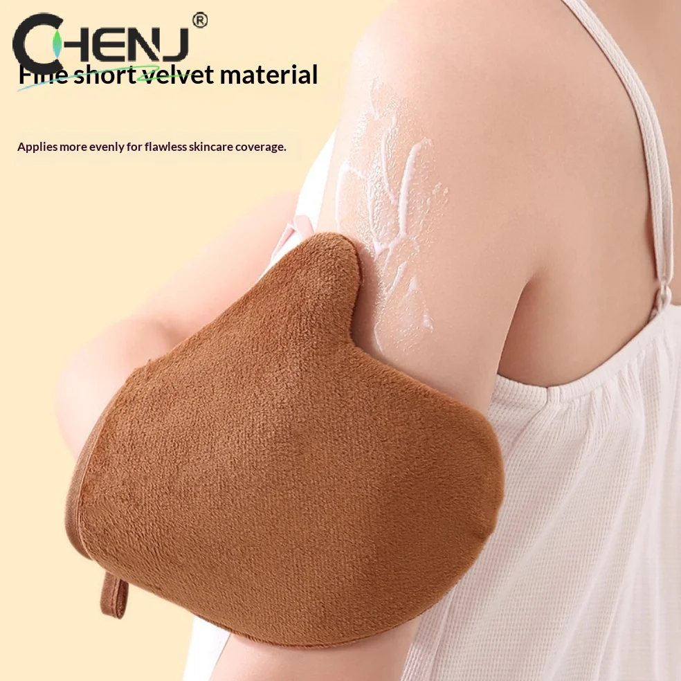 J Body Lotion Glove Self-Tanning Mitt Double-Sided Prevents Sticky Hands Applicator Quick Dry Flocking Glove Makeup Applicator
