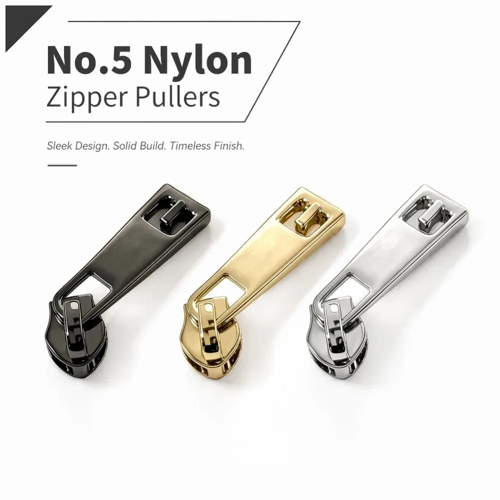 5-30Pcs 5# Metal Zipper Sliders for Nylon Zippers Bag Garment Zip Head Pulls Repair Kits DIY Sewing Hardware Accessories