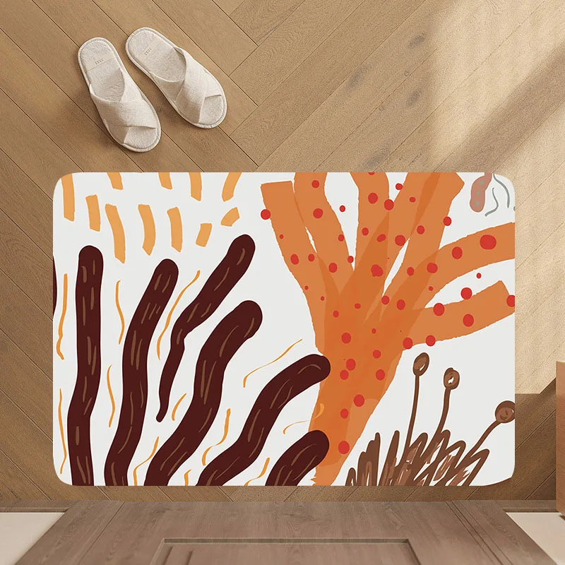 

Напольный коврик в скандинавском стиле с рисунком коралловых листьев