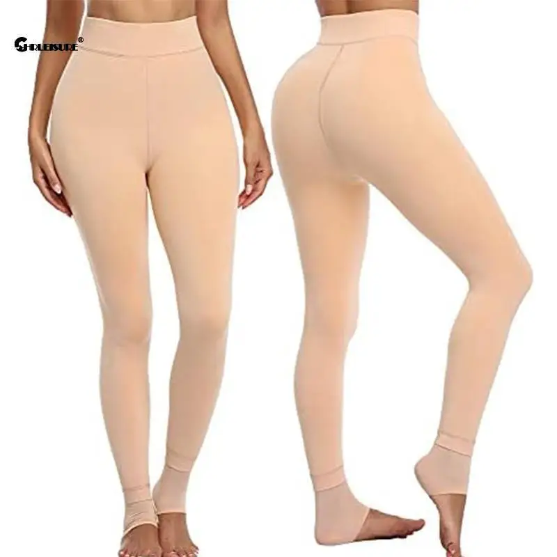 CHRLEISURE Winter Leggings for Women Thick Velvet Warm Yoga Pants High Waist Elastic Slim Fleece Tight Comfort Casual Wear