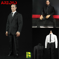 AFS A004 1/6 Scale Action Figure Male Black Clothes Suit Men's clothing Shirt Set For 12\