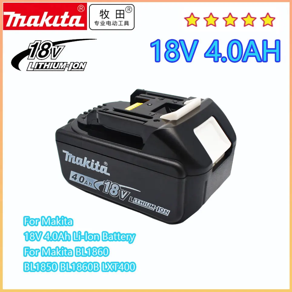 

Makita Rechargeable 18V 4.0Ah Li-Ion Battery For Makita BL1830 BL1815 BL1860 BL1840 194205-3 Replacement Power Tools Battery