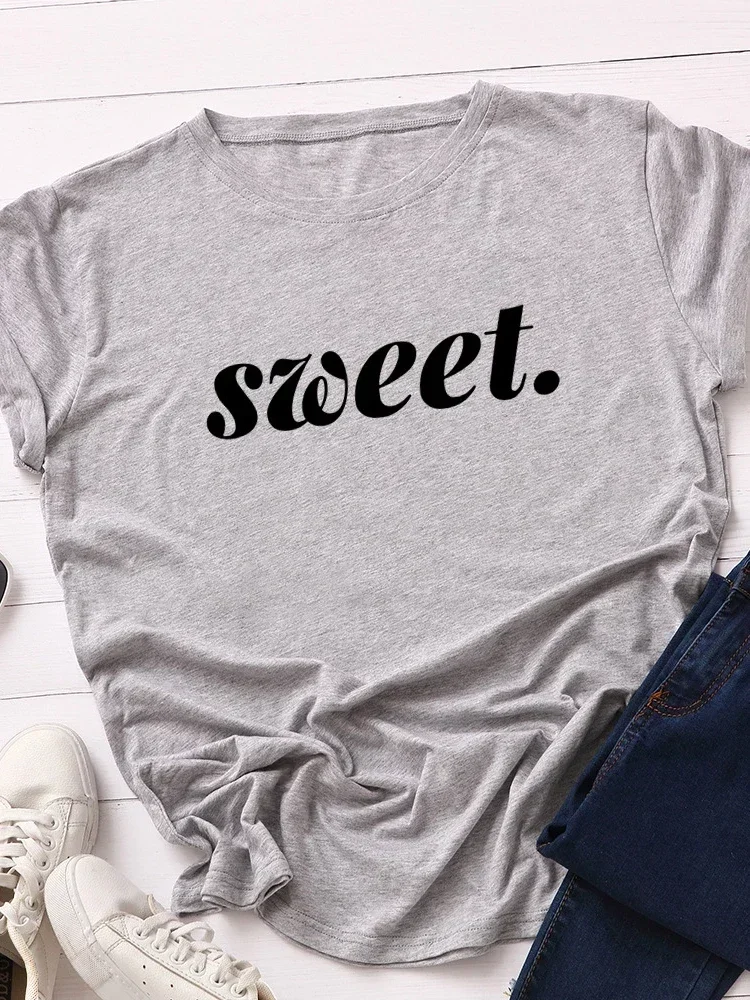 2024 Sweet Letter Print Women T Shirt Short Sleeve O Neck Loose Women Tshirt Ladies Tee Shirt Tops Clothes Camisetas Mujer haraj