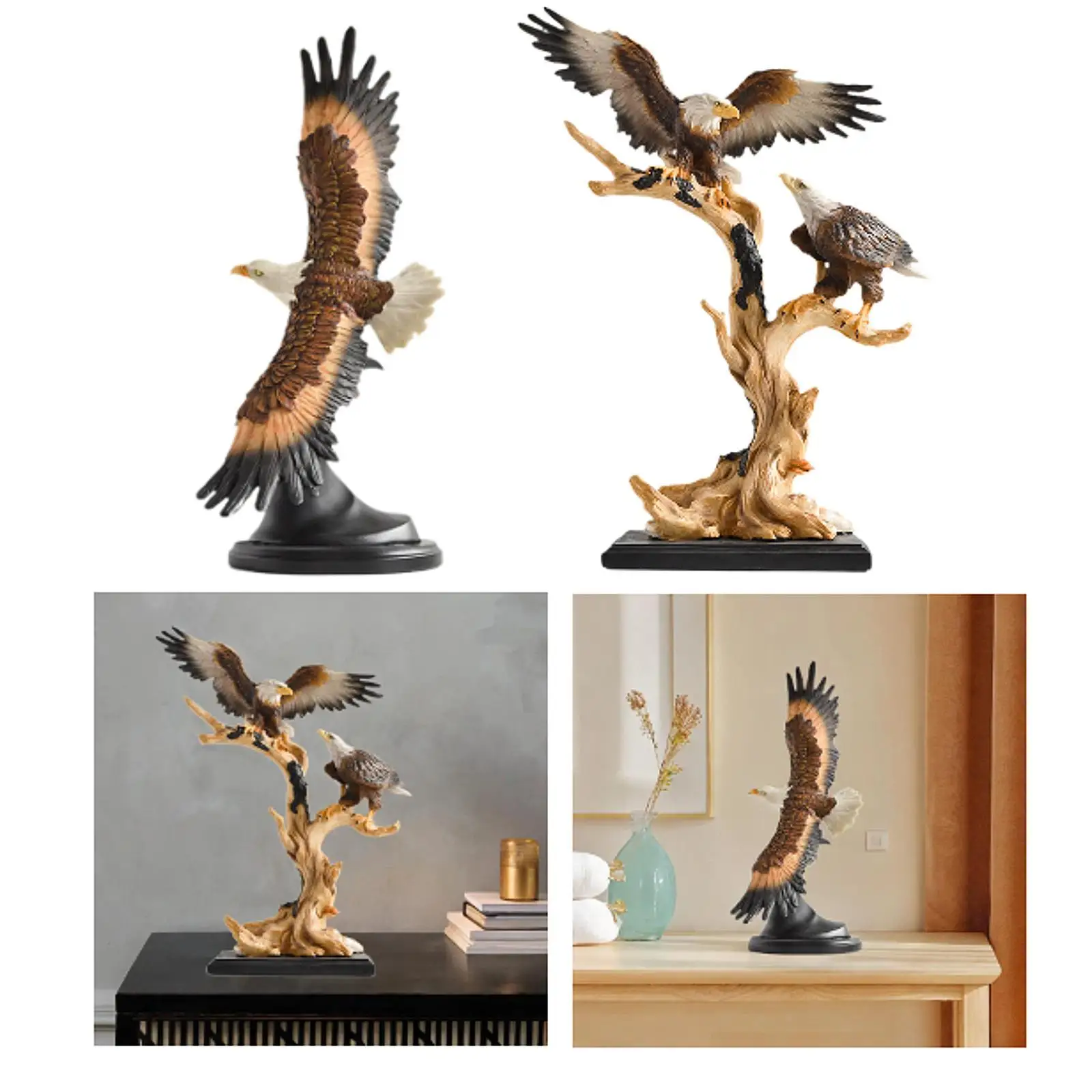 Resin Sculpture Eagle Statue Figurine Collection Modern Ornaments Bird Figure Collectible for Bookshelf Colleague Men Bedroom