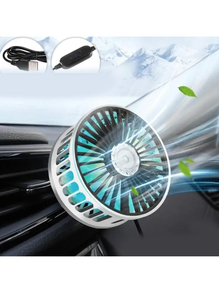 Y1UB Vehicle USB Fan Electric Car Fan Dashboard Mounted 3 Speed 360 Rotation Car Fan